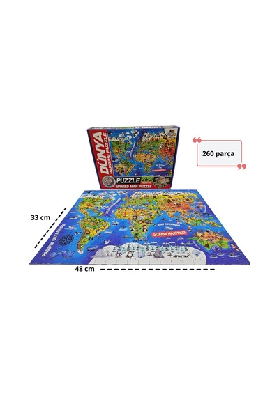 260 Parça Dünya Haritası Puzzle Eğitici Yapboz