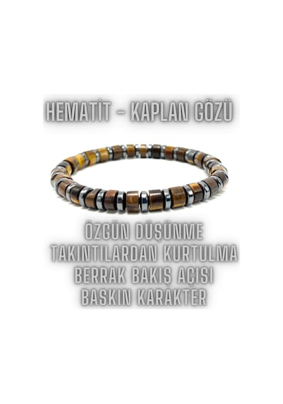 Sertifikalı Hematit Kaplan Gözü Doğal Taş Özel Kesim Bileklik 6mm Misinalı Çok Renkli