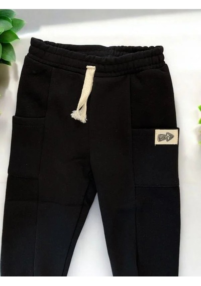 Zekids Çocuk 3 İplik Şardonlu Eşofman Alt-14209 Siyah