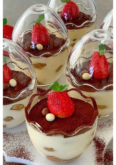 6 Adet Cam Tatlı Ve Magnolia Kasesi Yumurta Şeklinde Sunum Tabağı / Puding Kasesi