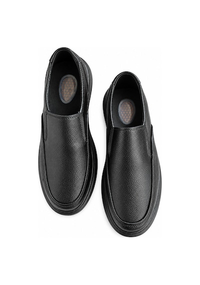 Yalçın Erkek Siyah Suni Deri Bağcıksız Loafer Ayakkabı Dokulu Yüzey, Dikiş Detaylı Kalın Taban Siyah - 933533797 Siyah