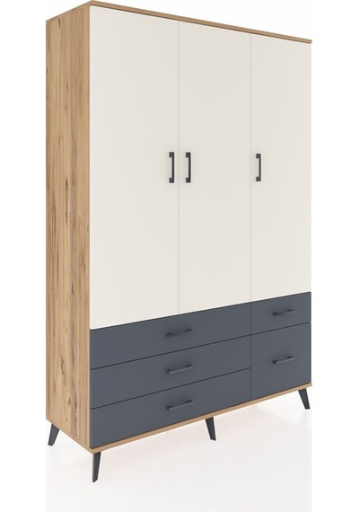 Hyperion Dolap 5 Raflı 5 Çekmeceli Tek Askılı 132x44x195 Çam-aytaşı/antrasit Aytası/antrasıt Hyperion Dolap 5 Raflı 5 Çekmeceli Tek Askılı 132x44x195 Çam-aytaşı/antrasit Aytası/antrasıt