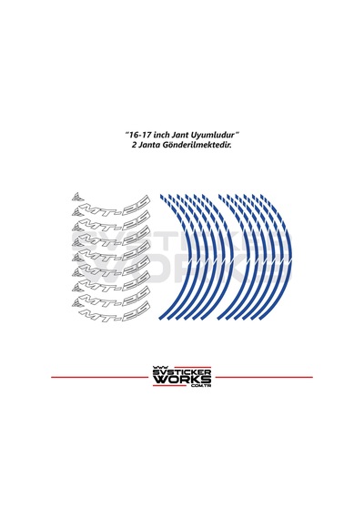 Yamaha Mt-25 Jant Sticker Dış Ve İç Set Sticker Jant Şeridi Mavi