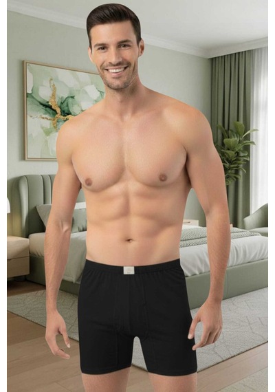 Uniquetrenders Erkek %100 Pamuklu 12'li Süprem Kumaş Penye Boxer Siyah