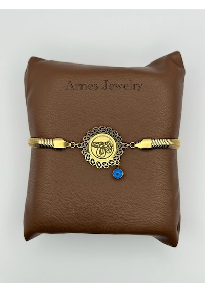 Arnes Jewelry Çelik İtalyan Ezmeli Tuğralı Bileklik Ar89 Gold