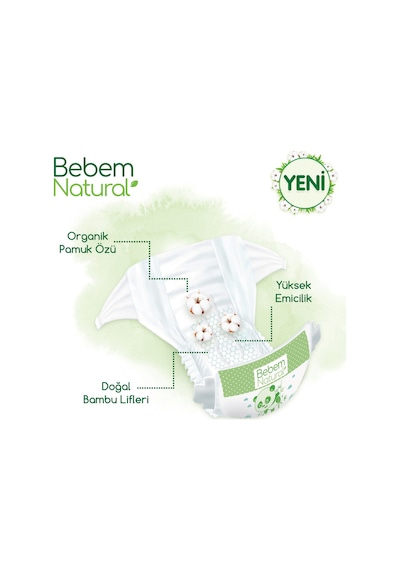 Bebem Natural Bebek Bezi 6 Beden E.large Aylık Paket 128 Adet