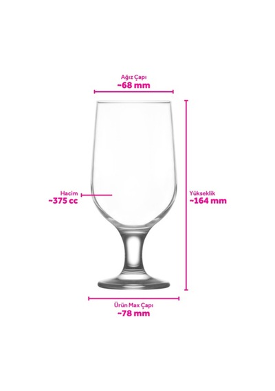Lav Belek Cam Bira Bardağı 6'lı 375 ml