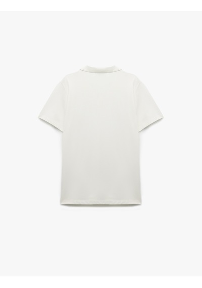 Koton Regular Fit Kısa Kollu Pike Kumaş Pamuklu Polo Yaka Tişört Ekru 6wam10027mk Ekru