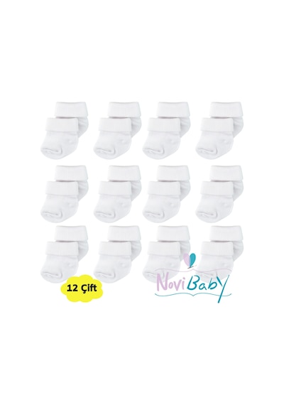 Novibaby 12'li Bambu Yenidoğan Bebek Çorap I Snow White I Kız Erkek Bebek Çorabı Çok Renkli