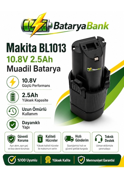 Bataryabank Makita Bl1013 Uyumlu 10.8v 2.5ah 2500mah Li-ion Muadil Matkap Bataryası