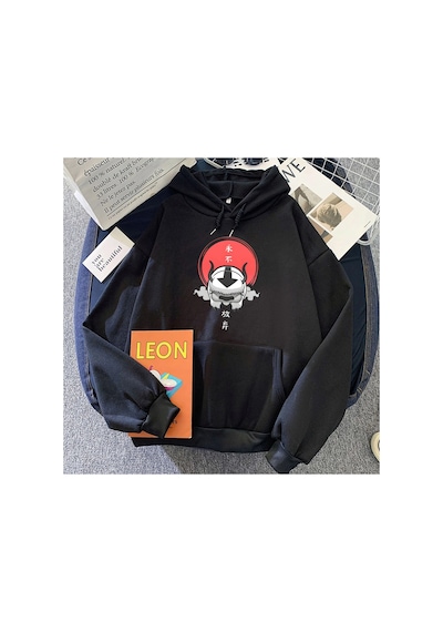 Tarzsokak Siyah Avatar Son Airbender Baskılar Hoodie Pamuk Yumuşak Yüksek Casual M