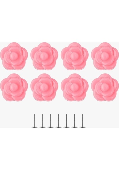 8 Adet Gül Desenli Örtü Düzenleyici Sabitleme Tutucu İğneli Clips Plastik 10 X 15 Pembe Diğer