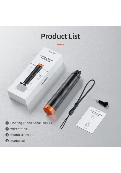 Telesın Floating Tripod Selfie Stick Gopro Hero13/12/11/10/9, Osmo Action 3/4/5 Pro Uyumlu Su Altı Selfi Çubuğu