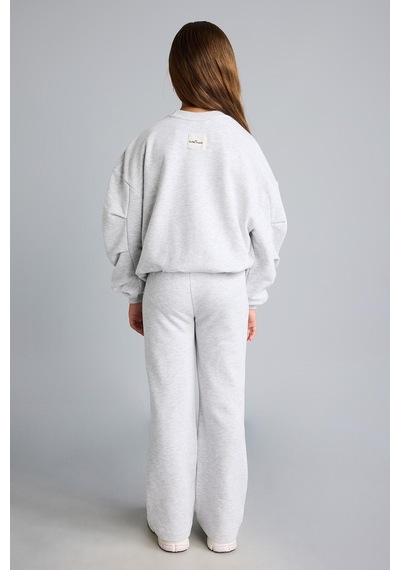 Defacto Bisiklet Yaka Sweatshirt Ve Nervürlü Pantolon 2li Takım Kız Çocuk I3868a826augr28 Gri-gr28