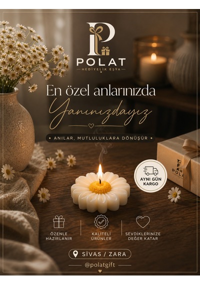 25 Adet El Yapımı Kraft Kutulu Papatya Mum, Hediyelik, Düğün, Nikah, Kına, Söz 001 - Beyaz