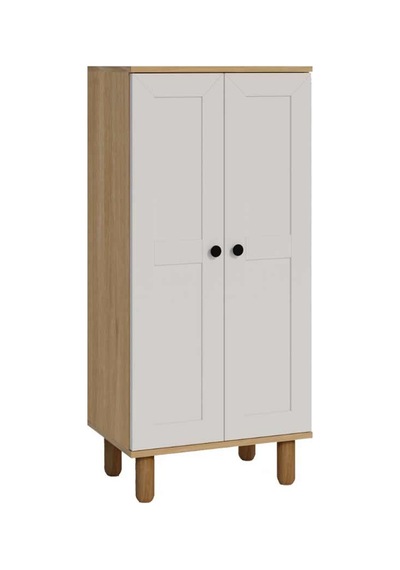 Ayka 2 Kapaklı 5 Raflı ve Çok Amaçlı Dolap Beyaz - Ceviz 129x60x37 cm