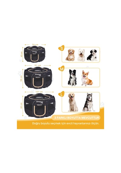 Kingcamp Pets Ancona S Portatif Köpek Çadırı Siyah Çok Renkli