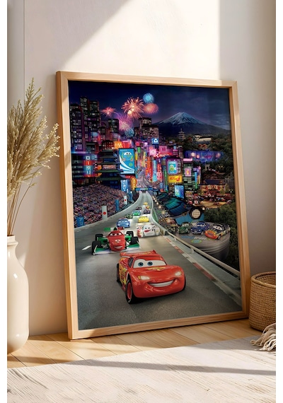 Şimşek Mcqueen Tokyo Gece Yarışı Çerçeveli Tablo - Lüks Çocuk Odası Neon Şehir Duvar Dekoru Tablo Kayın Şimşek Mcqueen Tokyo Gece Yarışı Çerçeveli Tablo - Lüks Çocuk Odası Neon Şehir Duvar Dekoru Tablo Kayın
