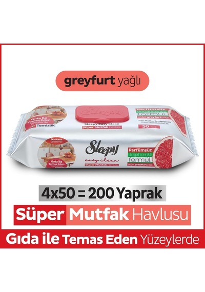 Easy Clean Süper Yüzey Temizlik Mutfak Havlusu&mendili Greyfurt Yağlı 4x50 200 Yaprak