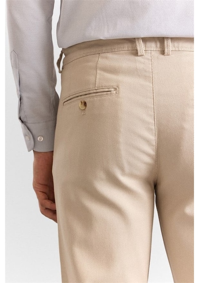 Süvari Bej Slim Düz Armürlü Normal Bel Casual Pantolon Pn2020500766-bj3