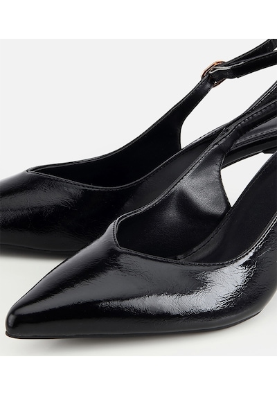 Hotiç Kadın Siyah Rugan Arkası Açık İnce Topuklu Stiletto