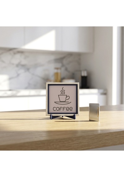 Minimalist Coffee Yazılı Dekoratif Obje, Kahve Molalarınızı Güzelleştiren Şık Aksesuar 10x10 Cm