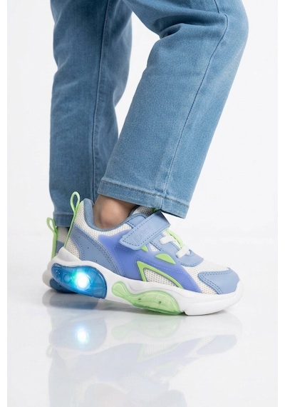 Cool Mavi Fileli Rahat Tabanlı Işıklı Erkek Çocuk Spor Ayakkabı Cırt Cırtlı Sneaker Rory P
