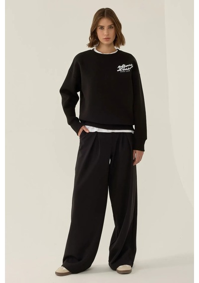 Hiccup Comfort Fit Sloganlı Sweatshirt Siyah