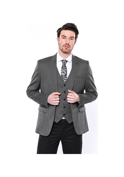 Wessi Kendinden Desenli Slim Fit Füme Erkek Ceket 001