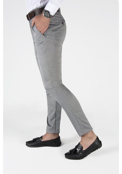 Terapi Men Erkek Gri Slim Fit Italyan Kesim Keten Pantolon Gri