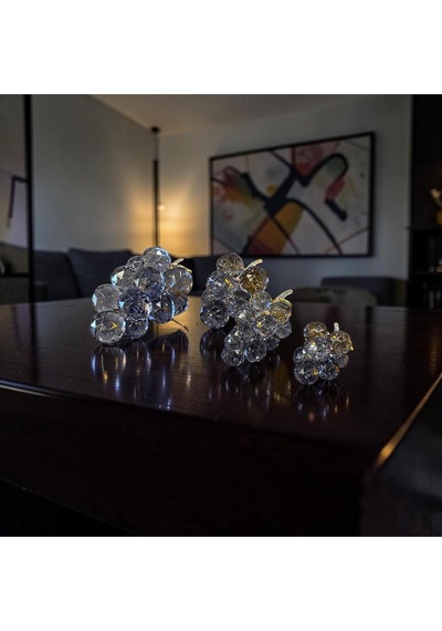 Crystal Grape Dekoratif Obje Cam Üzüm Tasarım Lüks Modern Masa Üstü Ev & Ofis Aksesuarı