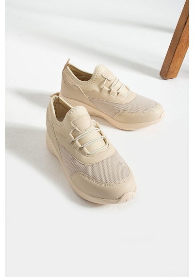 Bej Anatomik Esnek Taban Slip-on Spor Ayakkabı Günlük Sneaker Bej