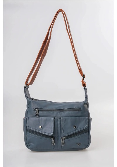 Ççs Yıkama Deri Çapraz Omuz Çantası Çok Gözlü Yumuşak Dokulu Şık Günlük Çanta Mavi 18170