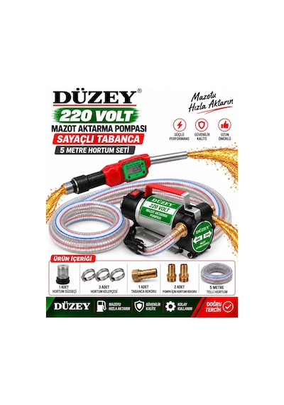 220 Volt Mazot Aktarma Pompası&5 Metre Telli Hortum&sayaçlı Taban