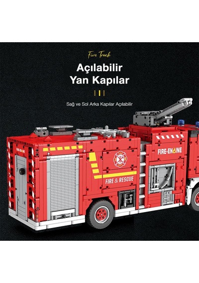 Reobrix Technic 22008 İtfaiye Kamyonu Kumandalı&motorlu Yapı Blok Seti Building Blocks Fire Ladder Truck - 2692 Parça