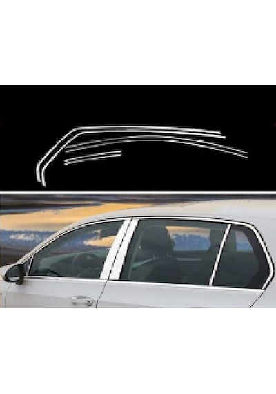 Vw Golf 8 Krom Cam Çerçevesi Tam Tur Çıta Kromu 12 Parça