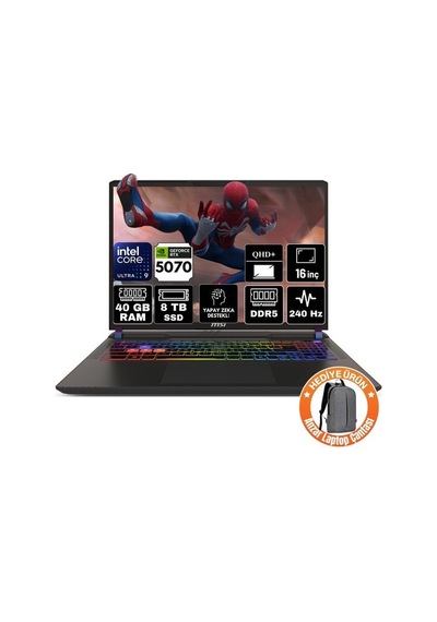 MSI Vector 16 Hx Aı A2xwgg-021tr-a67 Ultra 9-275HX 40 GB 8 TB SSD RTX5070 W11P Dizüstü Bilgisayar