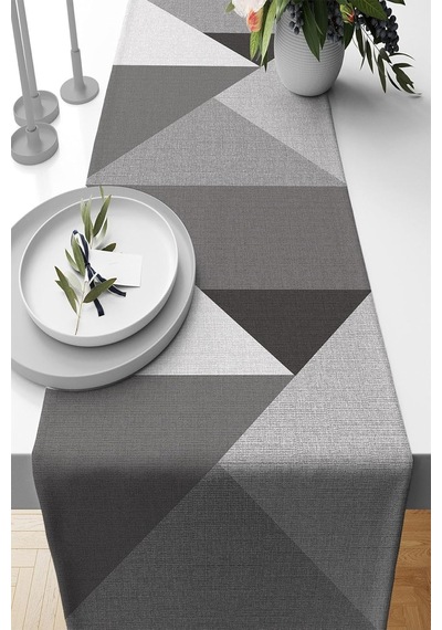 40x140cm Masa Örtüsü Leke Tutmaz Premium Tay Tüyü Dokuma Kumaş Runner Geometrik Rnr392 Acı Kahverengi