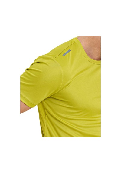 Kısa Kol Erkek Spor T-Shirt Omuzda Reflektör Baskı Sarı