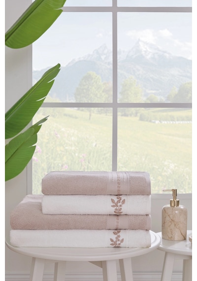 Jardin Havlu Seti Best Set Hamam Takımı Krem-bej