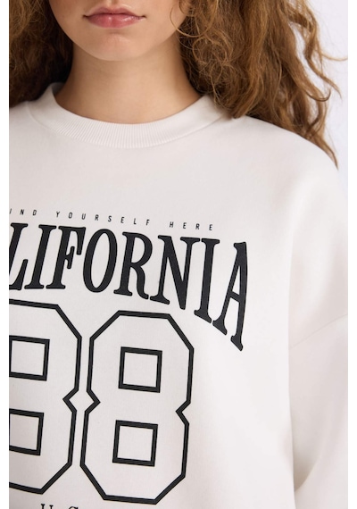DeFacto Loose Fit Bisiklet Yaka Baskılı Kalın Kumaş Sweatshirt E3388AXNSWT32