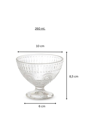 Güneş Desen Dondurma Tatlı Çerez Cam Kase Takımı 6 X 260 Ml Şeffaf
