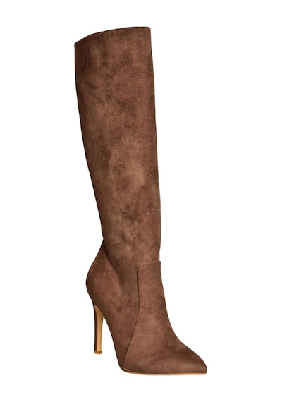 Fox Shoes N372530102 Kahverengi Süet İnce Topuklu Kadın Çizme Kahverengi-süet