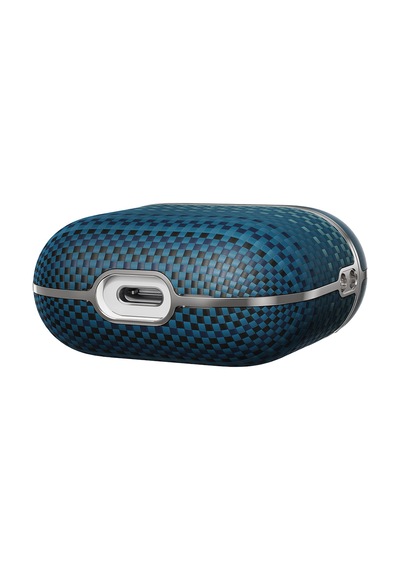 Apple Uyumlu AirPods Pro 2 Kılıf Aramid Fiber Pitaka Tactile Woven Sunset-moonrise Serisi Sunset Kapak Mavi
