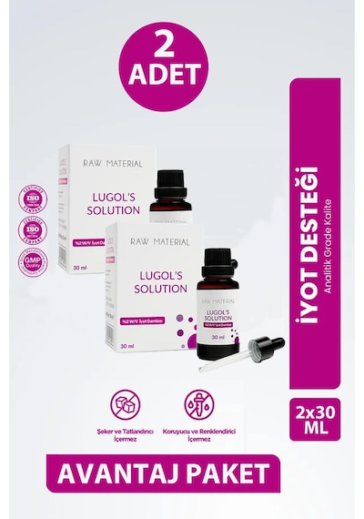 Raw Material Lugol Çözeltisi %2'lik 30 Ml 2 Adet