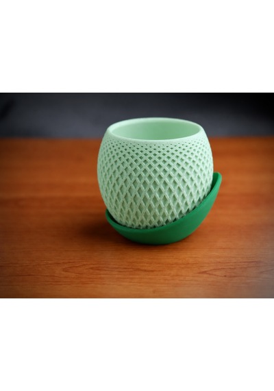 3d Baskı Küre Saksı - Kafes Dokulu İki Parçalı Dekoratif Saksı - Mint-yeşil