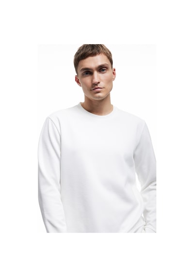 Koton Uzun Kollu Bisiklet Yaka Basic Sweatshirt Beyaz 7wam70011mk