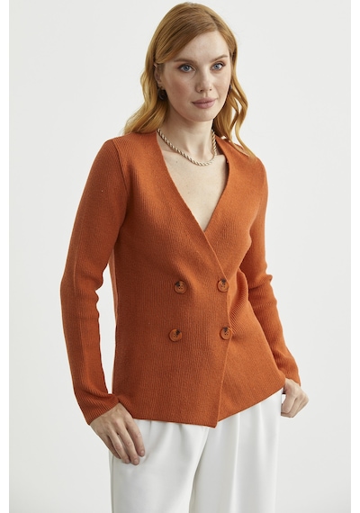 Maskülen Kruvaze Triko Ceket - Oranj Oranj