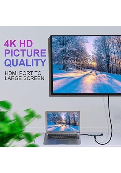 Tech 8-in-1 Usb-c Çoklayıcı Adaptör Hub: 4k Hdmı, Usb 3.0, Sd/micro Sd Kart Okuyucu, Type-c Şarj Ve Veri Portları,