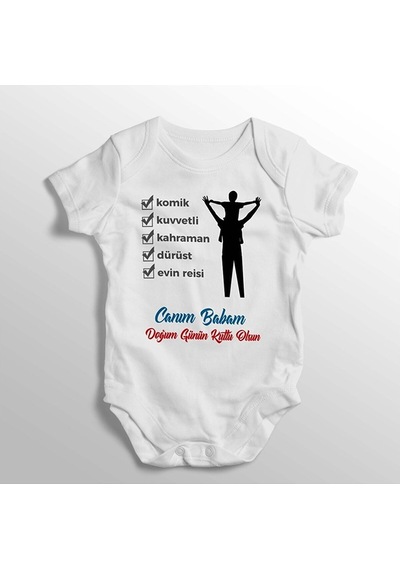 İmaj Tuğbababy Canım Babam Doğum Günün Kutlu Olsun Yazılı Baskılı Bebek Zıbını (520689197) Beyaz